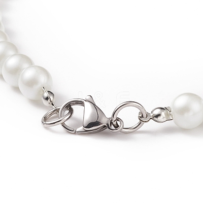 Glass Pearl Round Beaded Necklace for Men Women X-NJEW-JN03923-01-1
