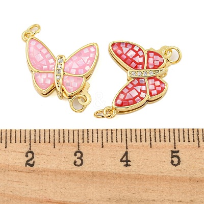 Rack Plating Brass & Cubic Zirconia & Shell & Enamel Box Clasps KK-S373-04G-1