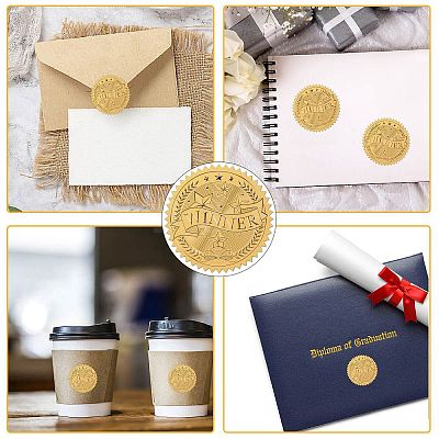 34 Sheets Self Adhesive Gold Foil Embossed Stickers DIY-WH0509-074-1