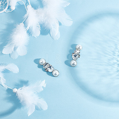 2 Pairs Rhinestone with Plastic Pearl Shoe Decoration AJEW-DR0001-43-1
