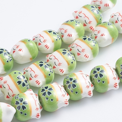 Handmade Printed Porcelain Beads PORC-G004-C04-1