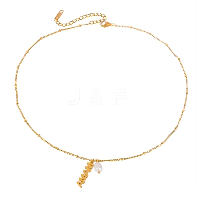 Mother's Day 304 Stainless Steel with Natural Freshwater Pearl Necklaces FS-WG5F984-01-1