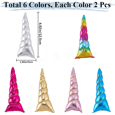 12Pcs 6 Colors Cloth Unicorn Horn Headdress Findings FIND-GF0007-39-1