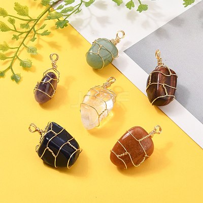 Natural Gemstone Pendants PALLOY-JF00507-1