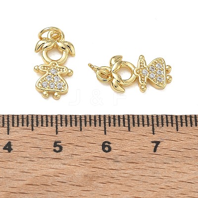 Brass Micro Pave Clear Cubic Zirconia Pendants CU-CBA9AFC-01G-34-1