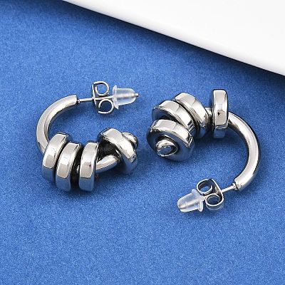 304 Stainless Steel C-Shaped Stud Earrings EJEW-K268-78P-1