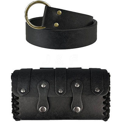 Leather Waist Bag and Belt Set AJEW-CL0003-58B-1