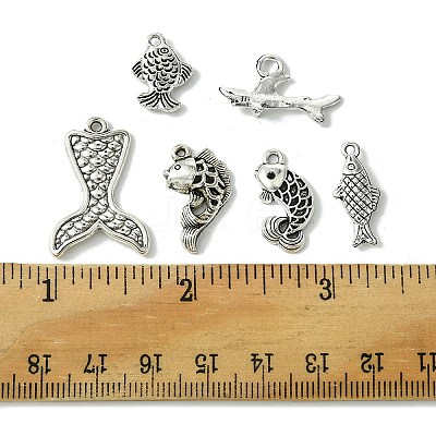 48Pcs 6 Styles Tibetan Style Alloy Pendant DIY-FS0005-72-1