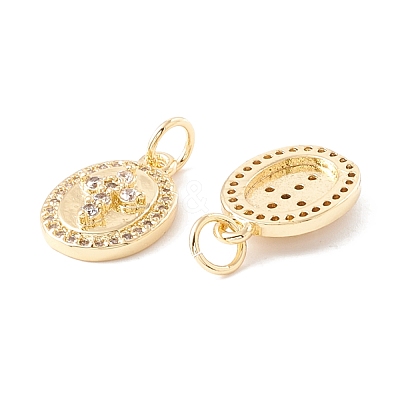 Rack Plating Brass Micro Pave Clear Cubic Zirconia Charms ZIRC-I057-17G-1