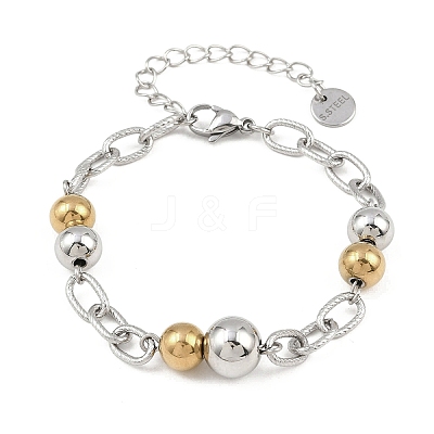 304 Stainless Steel Beads Link Bracelets BJEW-K291-03GP-1