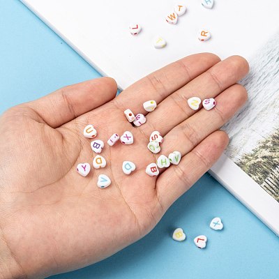 Opaque Acrylic Heart Beads SACR-Q100-M031-1