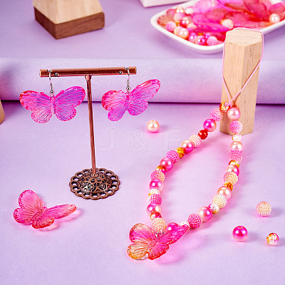 100Pcs 4 Styles Gradient ABS Plastic Imitation Pearl Beads & Transparent Acrylic Beads Sets KY-TA0001-31-1