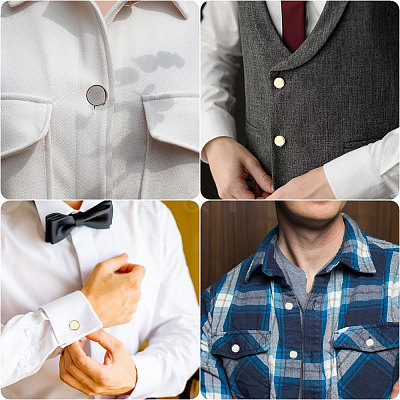 3 Pairs 3 Colors Brass Cufflinks BUTT-CA0001-22-1