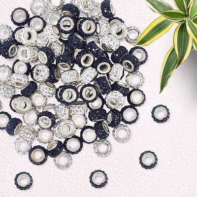 100Pcs 2 Colors Polymer Clay Rhinestone European Beads CPDL-SP0001-02-1