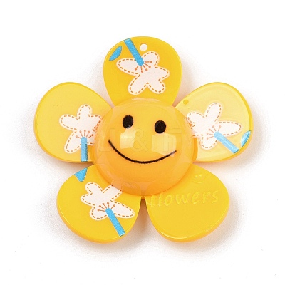 Opaque Printed Acrylic Big Pendants MACR-I035-01E-1