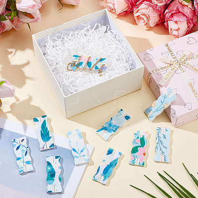 10Pcs 10 Styles Flower Printed Felt Necklace Display Cards DIY-SC0033-86B-1