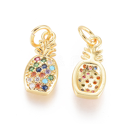 Brass Micro Pave Cubic Zirconia Pendants X-ZIRC-L093-27G-1