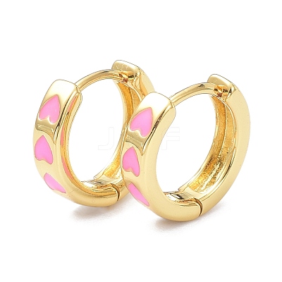 Brass Enamel Hoop Earrings KK-P205-18G-1