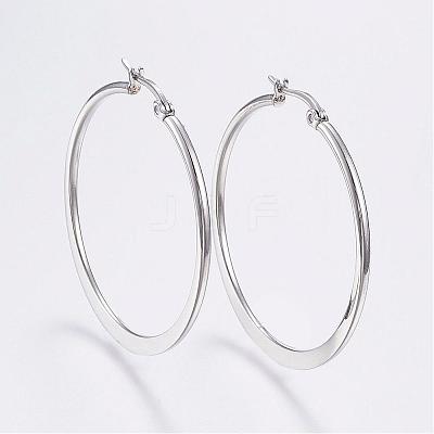 Tarnish Resistant 304 Stainless Steel Big Hoop Earrings EJEW-F105-19P-1