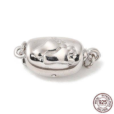 Rhodium Plated 925 Sterling Silver Bayonet Clasps STER-G038-16P-1
