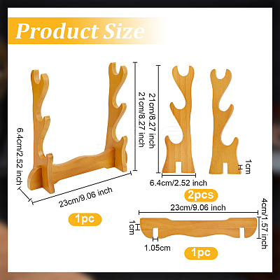 3-Tier Wood Sword Display Stands ODIS-WH0004-12-1