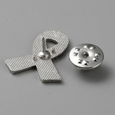 Mourning Ribbon Enamel Pins JEWB-WH0022-88E-1