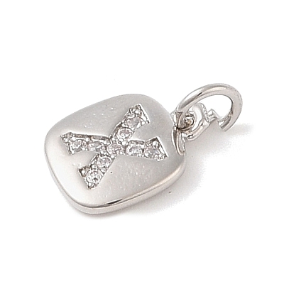 Rack Plating Brass Micro Pave CLear Cubic Zirconia Charms KK-E110-14P-X-1