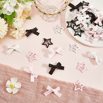 30Pcs 3 Colors Star Iron Enamel Snap Hair Clips OHAR-SP0001-03-1