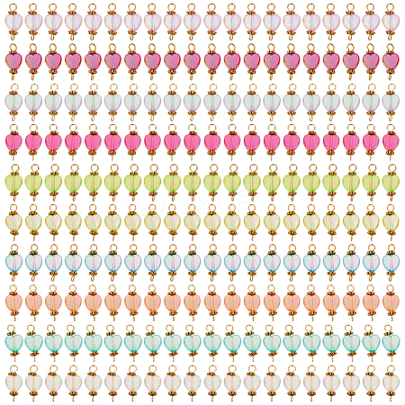 200Pcs 10 Colors Transparent Acrylic Pendants PALLOY-GO00013-1