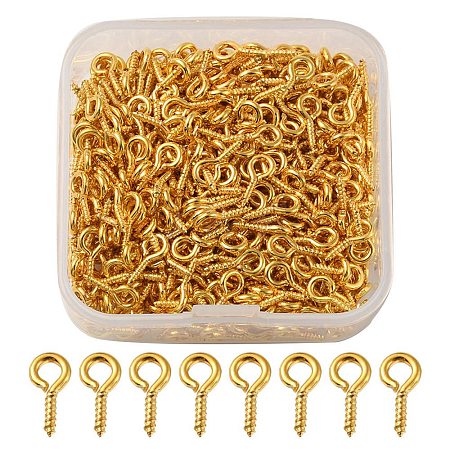 500Pcs Iron Screw Eye Pin Peg Bails FIND-YW0003-06G-1