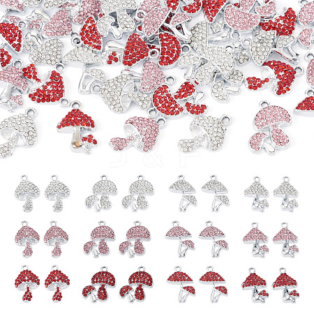 36Pcs 12 Styles Rack Plating Alloy Rhinestone Pendants FIND-TA0010-29-1