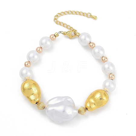 Rack Plating Brass Beaded Bracelets BJEW-P341-07A-G-1