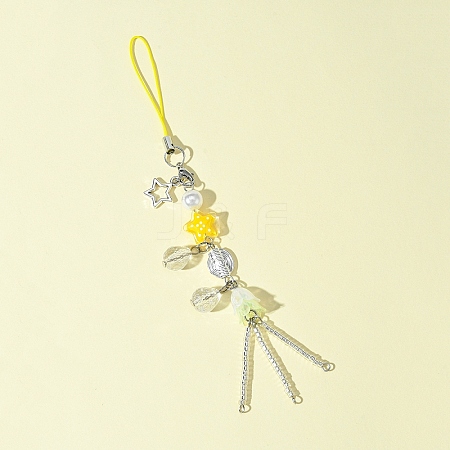 Glass & Alloy & Acrylic Mobile Straps HJEW-FS00004-1