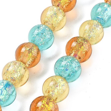 Handmade Foil Lampwork Beads Strands FOIL-K003-06B-16-1