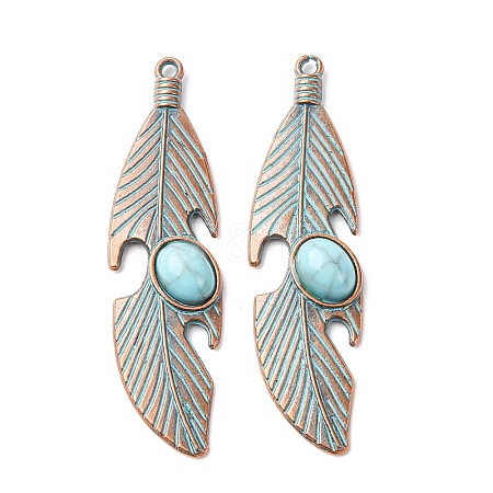 Alloy with Synthetic Turquoise Pendants FIND-B055-01H-1