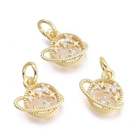 Brass Micro Pave Cubic Zirconia Pendants X-KK-P187-06G-1