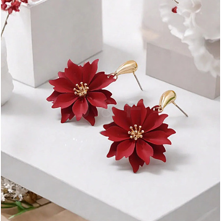Flower Iron Dangle Stud Earrings FS-WGFE32A-02-1