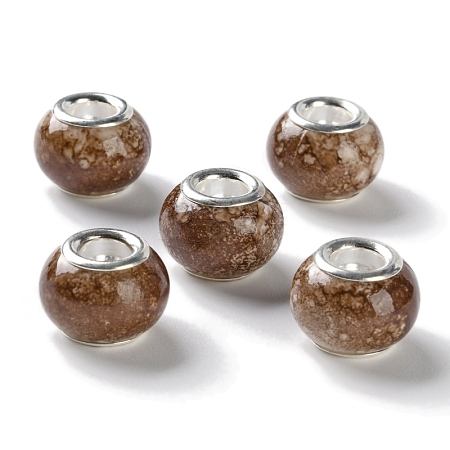 Brass Cores Acrylic European Beads OACR-M024-06P-02-1