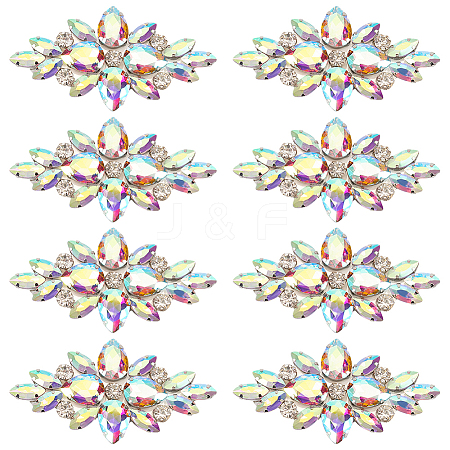 8Pcs Glass Cabochons(Hot Melt Adhesive On The Back) GGLA-FG0001-07A-1