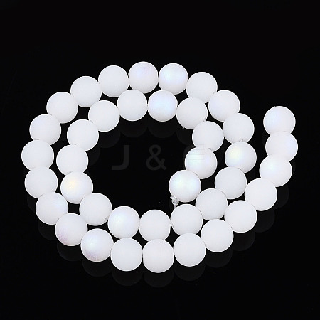 Frosted Imitation Jade Glass Beads Strands LS-GLAA-T032-J10mm-MBB01-1