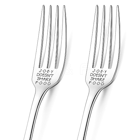 Word Pattern Stainless Steel Fork AJEW-WH0191-010-1