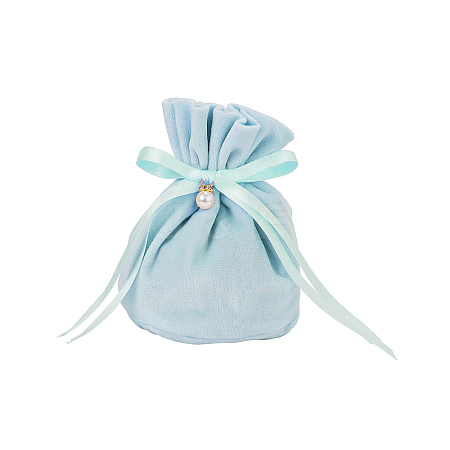 Velvet Jewelry Bags with Drawstring & Plastic Imitation Pearl TP-CJC0001-03E-1