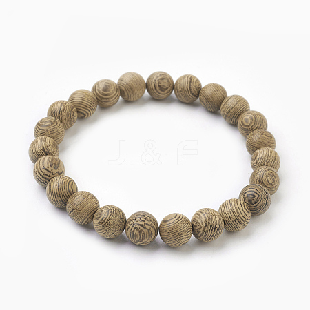 Natural Dyed Sandalwood Beads Stretch Bracelets BJEW-JB03843-02-1