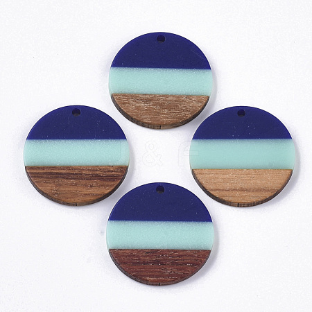 Tri-color Resin & Walnut Wood Pendants RESI-S358-78K-1