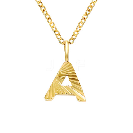 Personalized Stainless Steel Textured Alphabet Initial Pendant Necklaces for Women Men RF0956-1-1