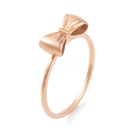 304 Stainless Steel Bowknot Finger Ring for Women RJEW-C086-01-RG-1
