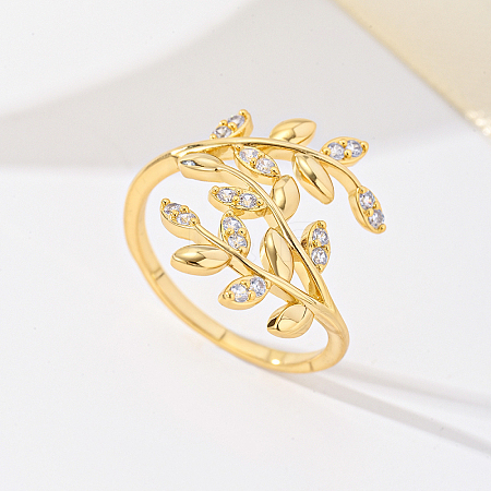 Brass Micro Pave Cubic Zirconia Finger Rings for Women FU0623-1-1