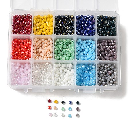 15 Colors Electroplate Glass Beads EGLA-JP0002-02E-4mm-1