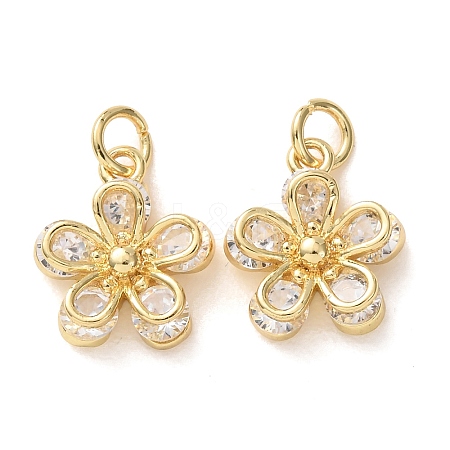 Brass Micro Pave Clear Cubic Zirconia Charms CU-E003-10G-A-1