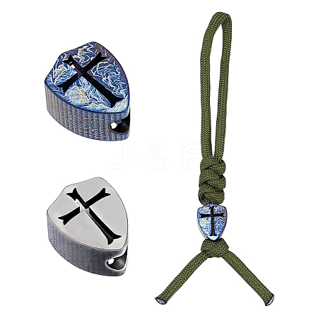 2Pcs 2 Colors Titanium Alloy Knife Beads for Lanyard Pendant FIND-NB0007-09-1